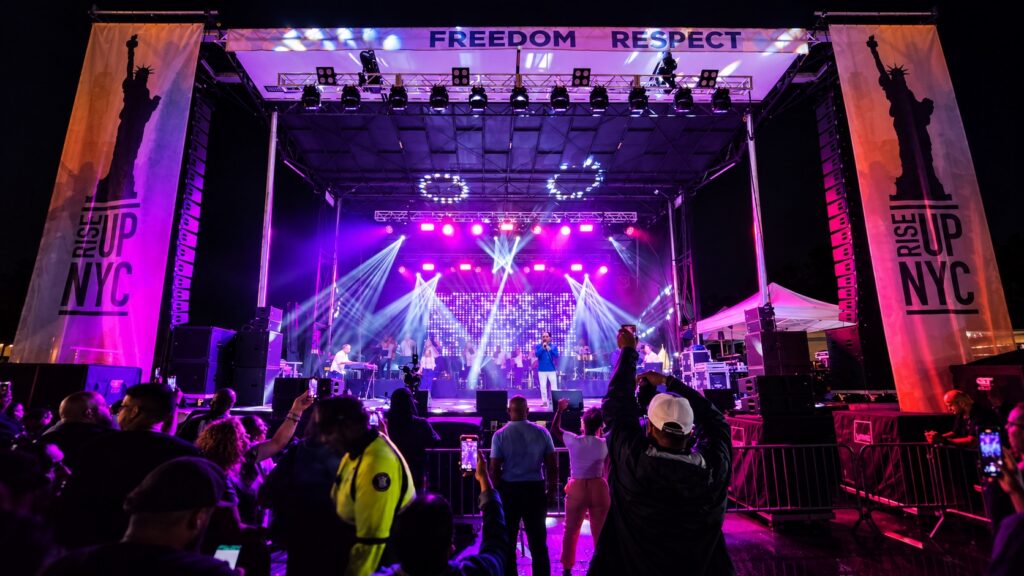 Rise Up NYC live event production with stage lighting and professional audio